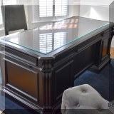 F08. Hooker Furniture leather top executive desk .30"h c 75"w x 35"d 
